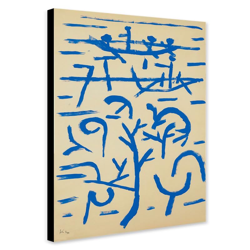 Boats In The Flood - Abstract Art by Paul Klee - Wrapped Framed Canvas Wall Art (A2 [24 x 16 inch / 61 x 41 cm])