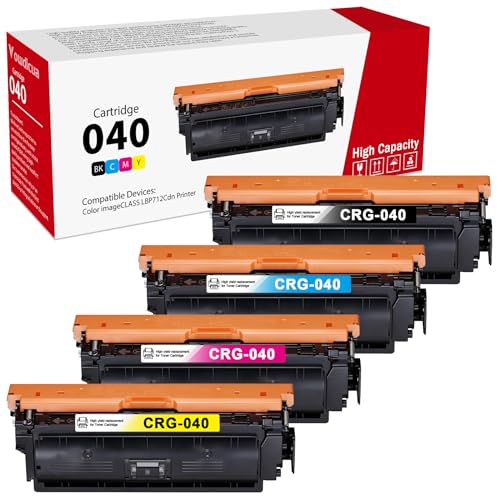 040 040H Toner Cartridge Set (4-Pack, Black, Cyan, Magenta, Yellow) LOMENTI Compatible CRG-040 Toner Replacement for Canon CRG040 Toner Cartridges Color imageCLASS LBP712Cdn Printer -  Zinctoner