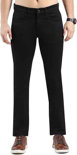 Monte Carlo Men's Adrino Fit Jeans | Solid Pattern | Button Closure with Denim Jeans for Men