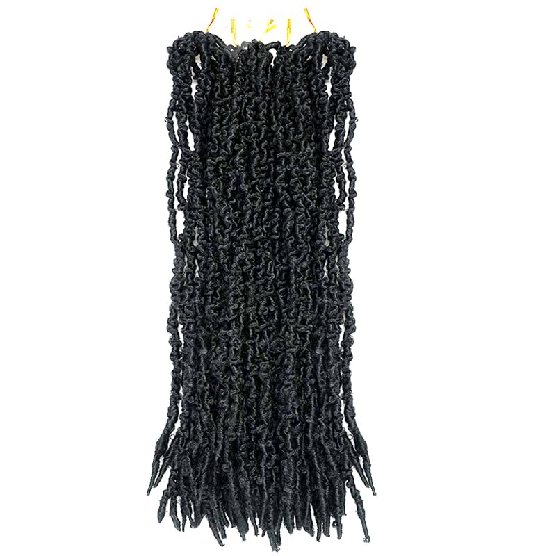 Supernova 7 Packs Butterfly Locs Crochet Hair 20 Inch Distressed Faux Locs Crcoeht Hair 1B# Pre-twsied Synthetic Hair Fluffy Goddess Butterfly Soft Crochet Braids Hair Extensions (20 Inch, 7Packs)