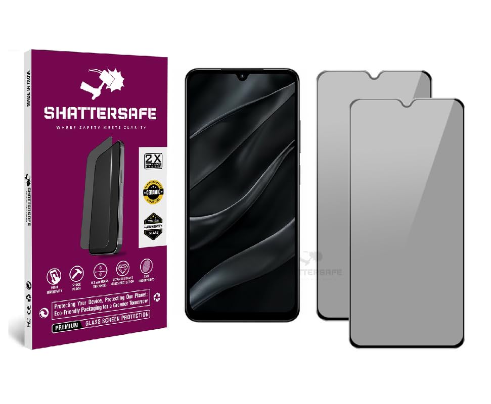 Image of Anti-Spy Privacy Tempered Glass Compatible For Poco C71 4G / C75 4G / C75 5G [Pack of 2]. Anti-Scratch, Edge-to-Edge Protection With Easy Installation Kit & Case Friendly Fit.