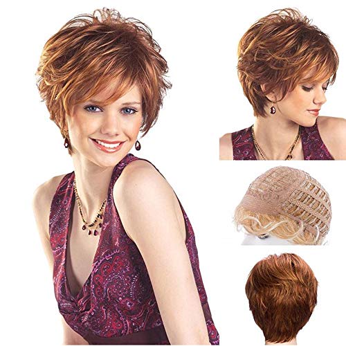 Asifen Short Bob Wigs for Women Real Human Hair Mixed Healthy Synthetic Memory Fiber Color 33 Auburn