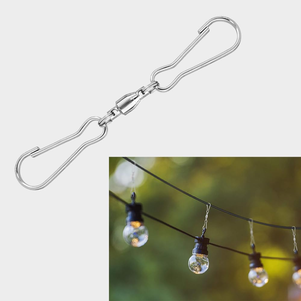 16 Pezzi girevole clips doppio, vento Spinner clip gancio doppio, appeso in acciaio inox ganci girevoli clip, appeso campane a vento, forniture di partito (8 nero + 8 argento)