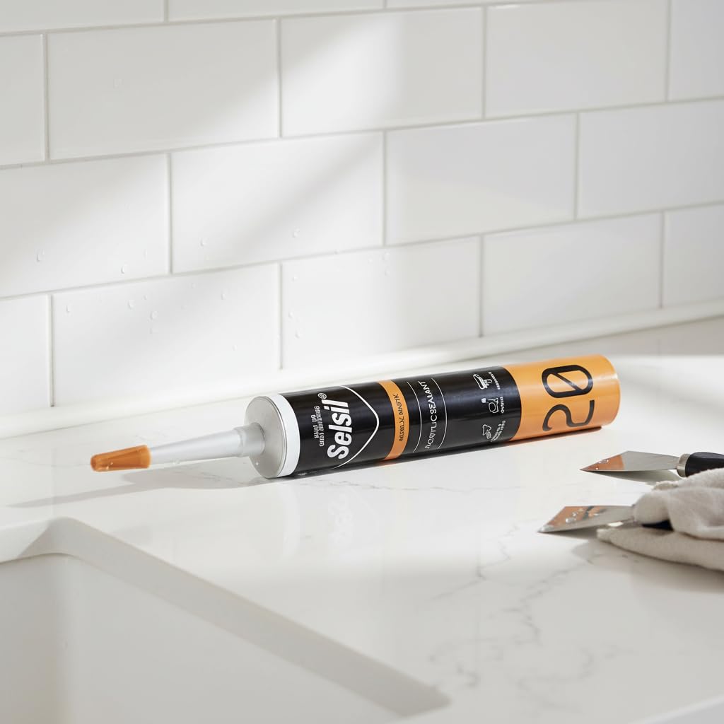 SELSIL Silicone Sigillante Acrilico Flessibile, Bianco, per Legno, Metallo, Plastica e Muratura, Resistente agli UV, 310 ml x 25 Pezzi
