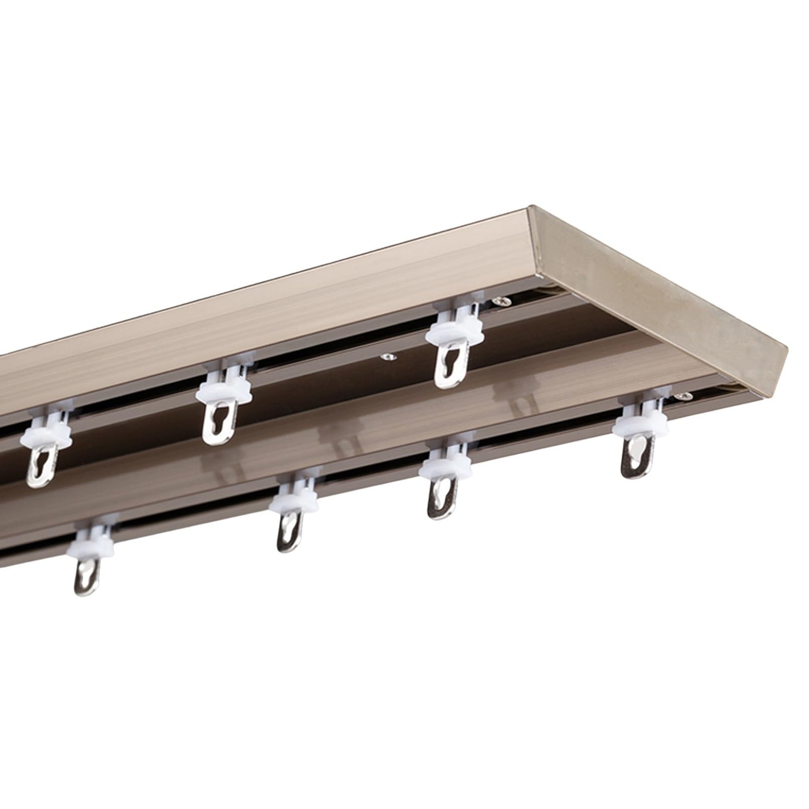 Rail De Rideau Robuste Rail Rideaux Plafond Aluminium Montage Au Plafond À Double Rail Pour Séparateur De Pièce (1-6 M)(Champagne,1m)