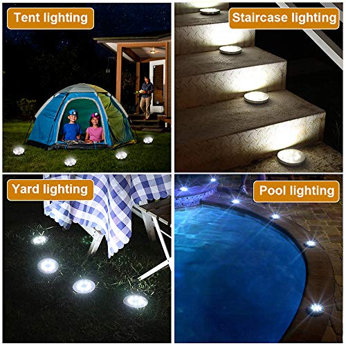 ZGWJ Solar Ground Lights,8 LED Disk Lights Upgraded Outdoor Garden Lights Landscape Lights for Lawn Pathway Yard Deck Patio Walkway,8 Pack White