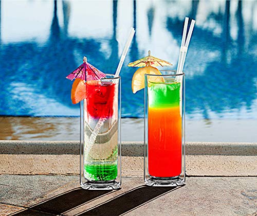 Sun's Tea Strong Double Wall Insulated Highball Tall Drinking Glasses For Bourbon Or Whiskey Cocktail, Martini, Tropical Drink, Champagne, Beer | Mojito And Tom Collins Glasses -- Set Of 2 (14 Oz) #TOP1