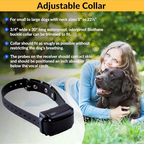 Educator BarkLess Pro Anti-Bark Dog Collar, Rechargeable Waterproof, Odorproof Training Collar with Adjustable Sensitivity and Stimulation Level, Includes Finger Clicker, for Small Medium Large Dogs