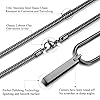 JeweBella 2PCS Mens Necklaces Stainless Steel Bar Pendant Necklace Cuboid Silver/Black Bar Pendant with Snake Chain 61CM Couples Necklace Set for Men Women Jewellery Gift #2