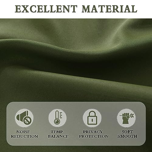Image of DONREN Dark Olive Green Blackout Curtains for Classical Dining Room Kitchen Bathroom Deco - Loden Room Darkening Thermal Insulated Window Curtain Panels for Bedroom,Set of 2 Panels,W 52 x L 63