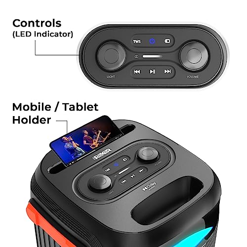 Image of ZEBRONICS Roxor 100W Multi-Connectivity Bluetooth, HDMI ARC, Optical, USB, AUX in-Out Speaker with Dolby Audio, Wireless UHF MIC, and Karaoke, TWS, LED Lights, and Recording Function