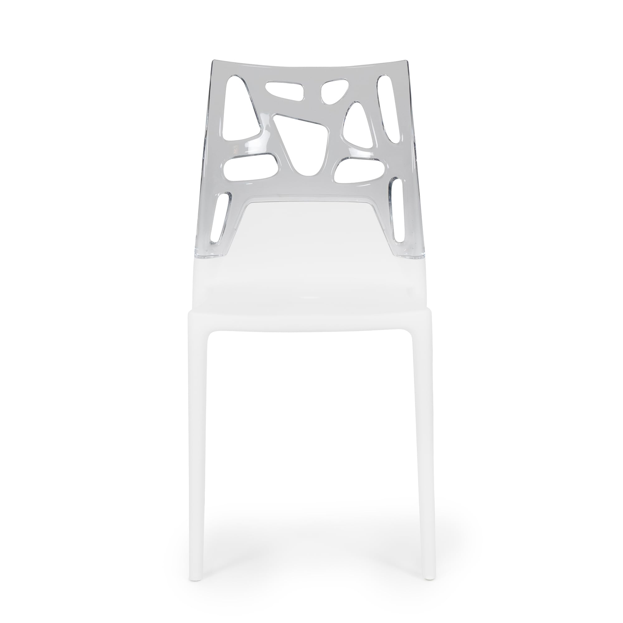 PAPATYA EGO-Rock Chaise Design en Plastique - Capacité de Charge 200 kg, Stable pour Hôtel, Restaurant, Légère pour Balcon - Blanc Transparent