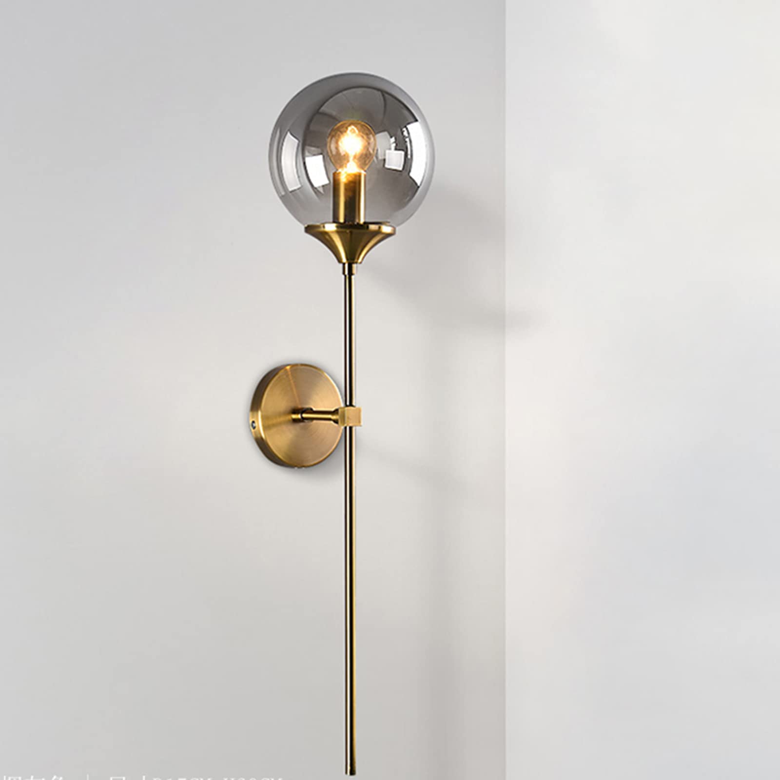Industrielle Vintage Wandleuchte Glas Globus Ruie mit Gold Langer Arm Wandleuchte Gold Wandleuchte Nachttischlampe (Aschgrau)