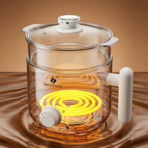 Image of SKYTONE Multipurpose Electric Kettle With Ceramic Coating 2L | Non-Stick Hotpot Cooker For Boil, Steam, Fry, Saute | Multi Cooker Kettle For Water, Milk, Egg, Tea, Soup, Babyfood, Rices (Premium)