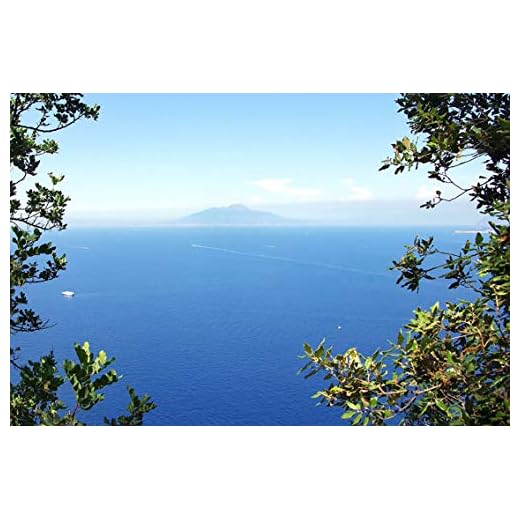 Wall Art Print on Canvas(32x21 inches)- Italy Capri Mediterranean Vesuvius Volcano