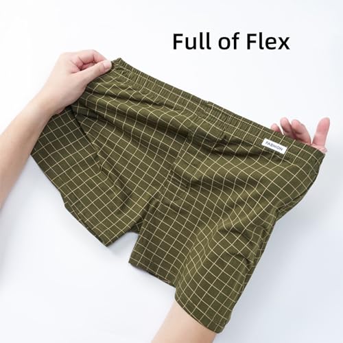 Men's Tagless Boxer Woven Underwear, Cotton Boxer Shorts Sleep Pajamas Multipacks4