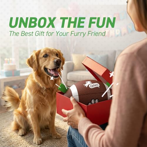 Image of QDAN Dog Toys Football, Interactive Dog Toys for Tug of War,Superbowl Football Party Decorations Favor, Dog Water Toy, Durable Dog Balls for Small & Medium Dogs(8 inch) | Superbowl Football Party Decorations Favor, Durable Dog Balls with Straps for Small Medium Large Dogs, <90 lbs Dog Water Toy
