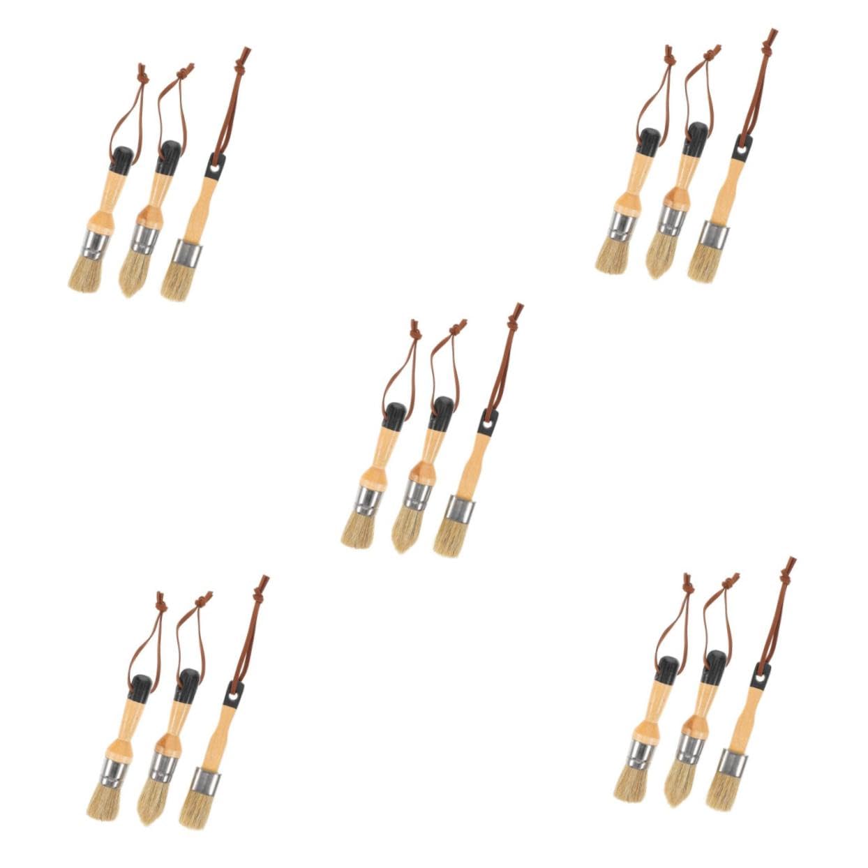 NUOBESTY 5 Series Juego De Pincel De Cera Oscuro Mate Casa Interior Pinceles Muebles Mancha Pintar Equipo Redondo Pincel De Pintores Cepillo De Pintura Conveniente De Madera 3 Piezas X 5