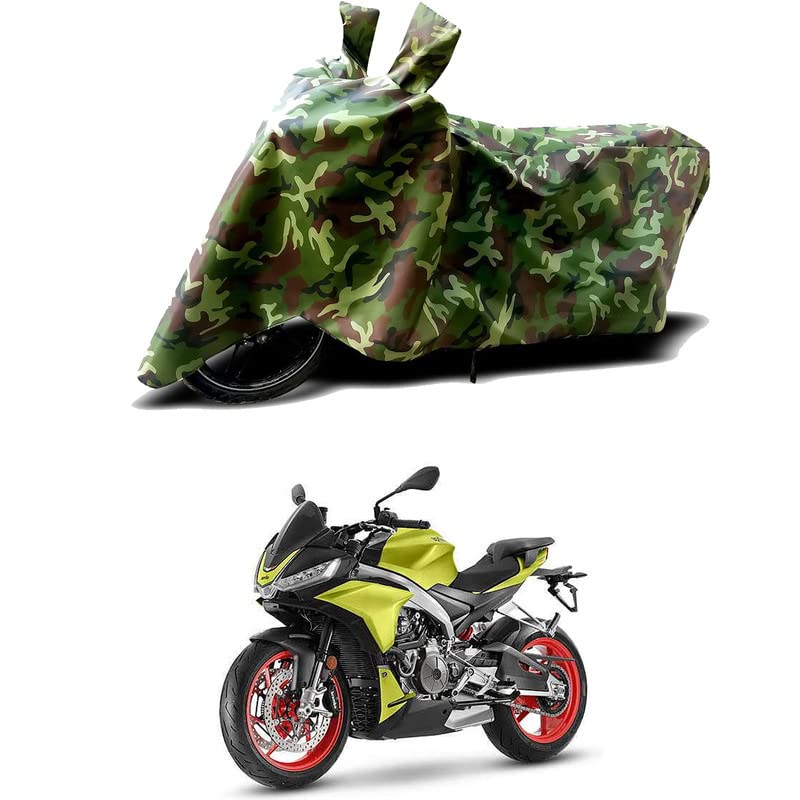 Image of 100% Water Resistant Full Bike Scooty Two Wheeler Body Cover Compatible For Aprilia Tuono 660 /UV-Rays /Heat Protection /Birds Dropping /Scratchproof /Dust proof /Waterproof /All Varient[Green MJ]