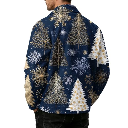 Fall Jacket for Men Christmas Print Vintage Button Down Loose Shacket - image 6