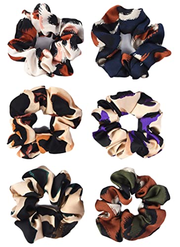 Gomas para el pelo con estampado de leopardo, grandes, para mujer, de tela suave, retro, coleta de caballo, elástica, multicolor, para mujeres y niñas Cover