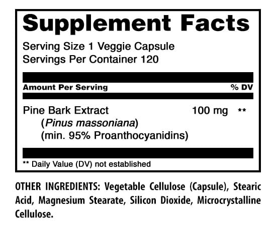 Image of Amazing Formulas Pine Bark Extract 100 Mg | Veggie Capsules Supplement | Non-GMO | Gluten-Free | Made in USA (1 Pack | 120 Count)