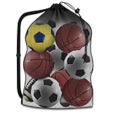 LIURFLNC Ballsack, Extra Groß Ballnetz, Tragbare Ballnetz für 10 Bälle mit Kordelzug und Schultergurt, Mehrzweck Fußballnetz Wiederverwendbar für Fußball Basketball Volleyball Schlafsack