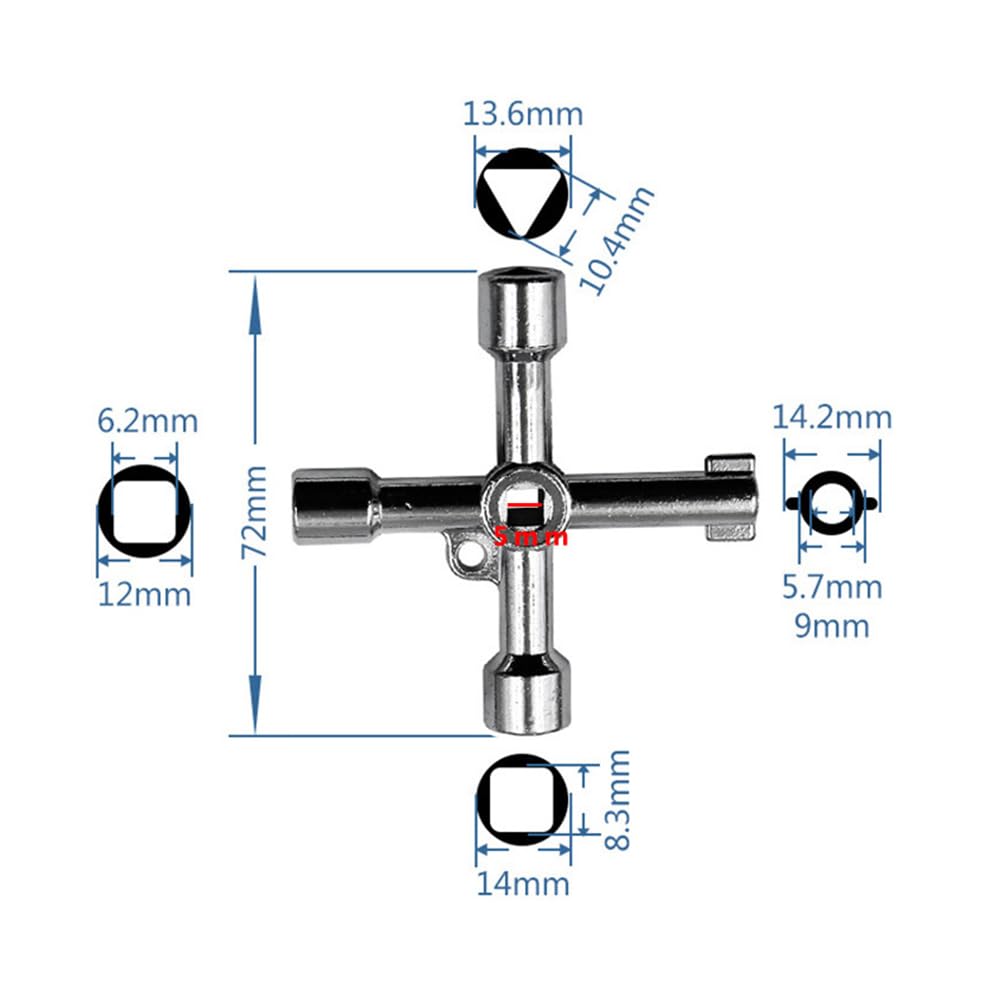 Chiave Multiuso A 4 Vie - Chiave Universale In Lega Di Zinco Per Valvole E Armadi - Foto 9