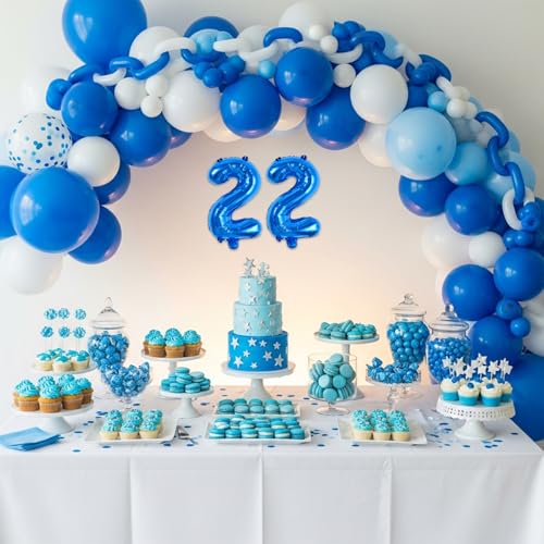 Image of TONIFUL 20 Pcs Number Balloon 2 Set 16 Inch Blue 0-9 Numbers Balloons | Small Custom Digital Mylar Foil Ballons for Birthday Halloween Graduation Anniversary 2027 New Year Eve Party Decorations