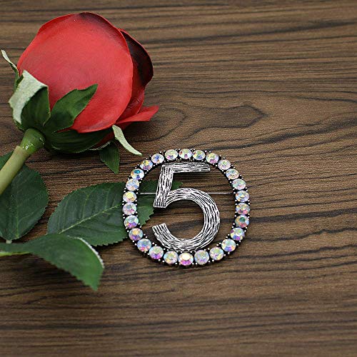 HSQYJ Moda Lucky Hollow-out Digit 5 ​​Crystal