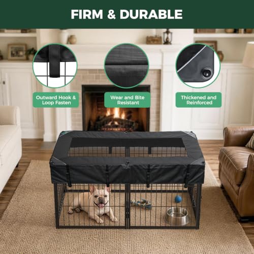 Image of FXW Homeplus Indoor Dog Playpen with Mesh Top Cover, 24 inch H, 6 Panels