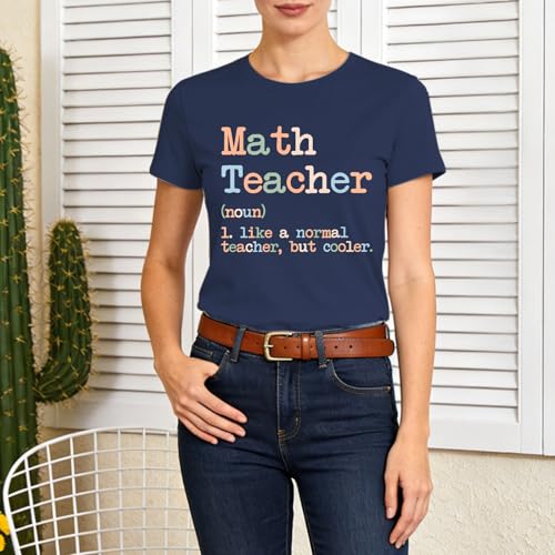 Image of Math Teacher Shirts for Women-Teaching Life Short Sleeves | Featuring inchMath Teacher (noun) Like a Normal Teacher But Cooler inch Design Great Gift for Math Lovers & Educators