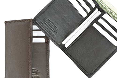 MARSHAL New Slim Thin Mens Bifold Genuine Leather ID Wallet Black Card Holder 713