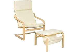 Giantex Wooden Lounge Chair With Ottoman