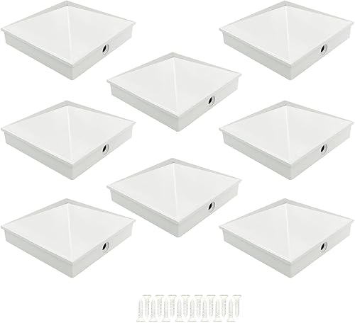 Miniatura 7 de Tapas de poste de valla blancas de 6 x 6 pulgadas, tapas de pirámide de aluminio con recubrimiento en polvo para postes nominales de madera de 6 x 6