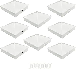 4x4 Aluminum Fence Post Caps for Nominal 4x4 Wood Posts (Actual/True 3.5" x 3.5") Gloss White 8 Pack