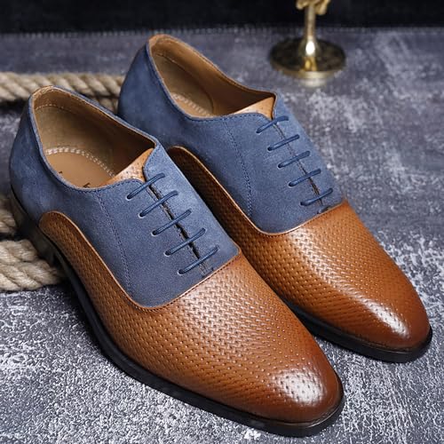 Image of LOUIS STITCH Men's Handcrafted Formal Derby Shoes Italian Leather Lace Up Shoes for Men (EUDTSU)