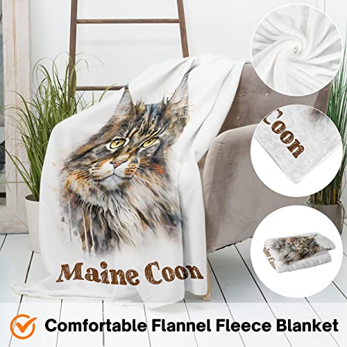 Domgoge Maine Coon Cat Blanket for Women Girls Maine Coon Cat Gifts Throw Blankets for Cat Lover Maine Coon Cat Print Blankets 130cm x 152cm - Image 3