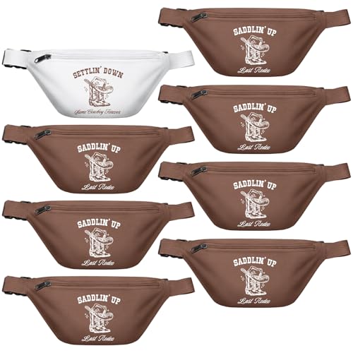 Paterr 8 Pcs Last Rodeo Bachelorette Party Fanny Pack Vintage Brown Western Cowgirl Party Gift Bags Adjustable Waist Bags for Bachelorette Bride Bridesmaid Gift Bridal Shower Accessory Favor