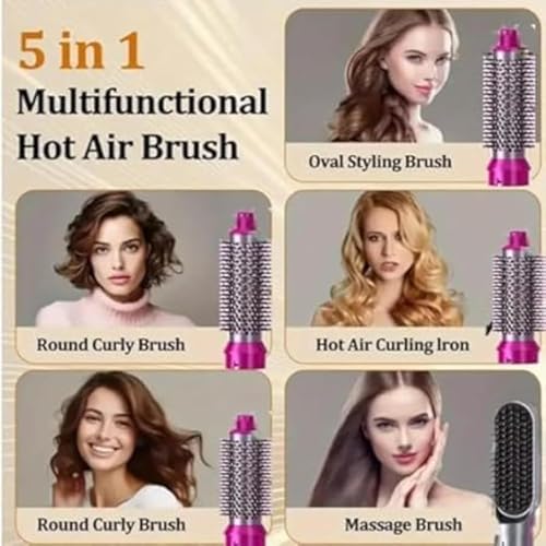 Image of Drumstone 15 πππππ πΎπππππππ 5-in-1 Hair Dryer Brush Styler for Women | Detachable Hot Air Styling Tool with Curler, Straightener, Volumizer & Comb for All Hair Types