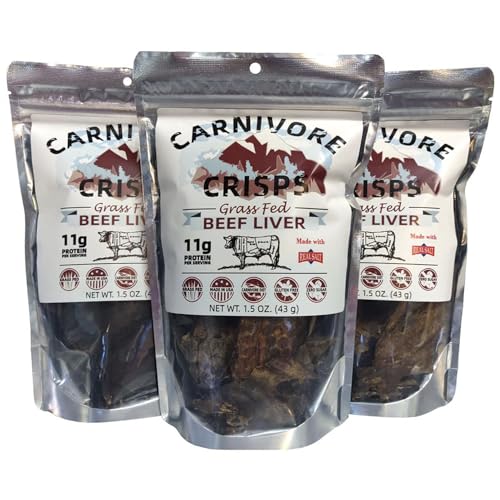 Carnivore Crisps, Grass Fed and Finished Beef Liver Crisps, High Protein, Keto & Carnivore Diet Approved, Gluten-Free, No Hormones, 1.5 oz (Pack of 3)