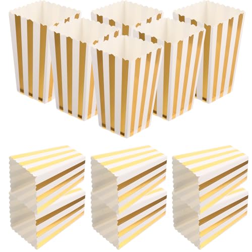 EXCEART 24 Cajas para Palomitas de Maíz en Papel Desechable Color Dorado, Ideales para Fiestas, Espectáculos y Servir Bocadillos