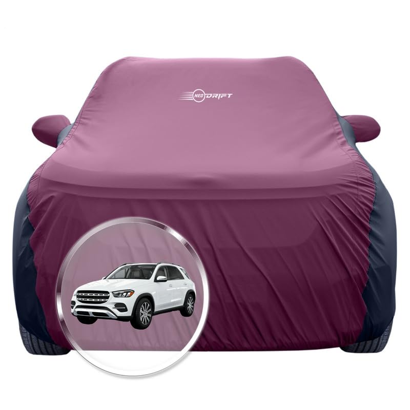 Image of NEODRIFT 'SuperTech' Car Cover for Mercedes GLE (100% Water-Resistant, All Weather Protection, Tailored Fit, Multi-Layered & Breathable Fabric) (Colour: Maroon+Black)