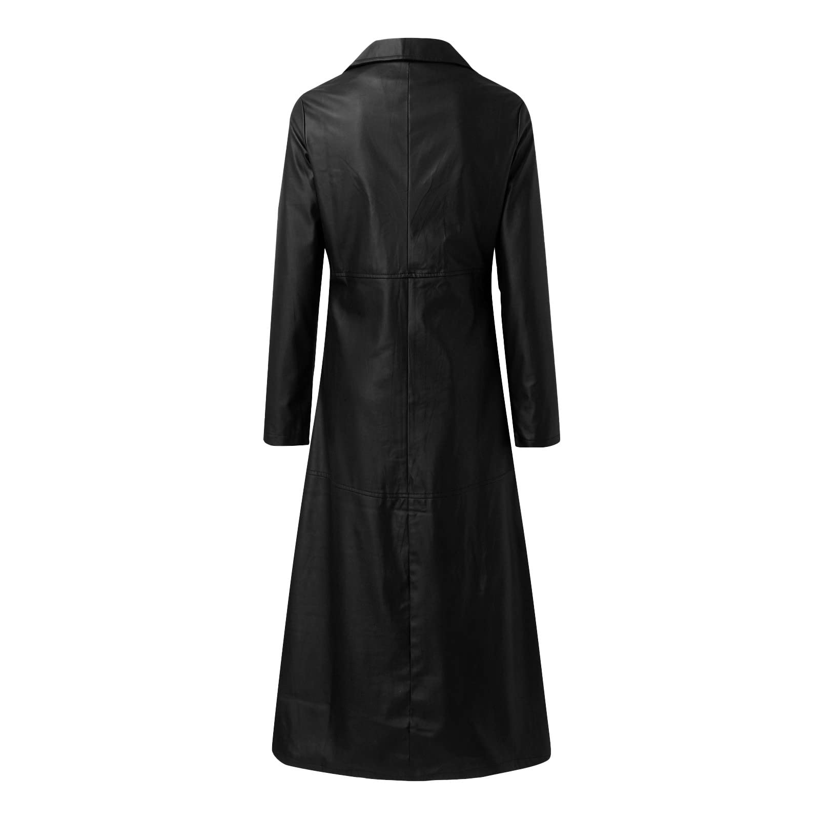 Genérico Abrigo Largo Elegante para Mujer Cortavientos de Cuero Delgado Chaqueta Cálida con Botones Sólidos y Diseño Moderno