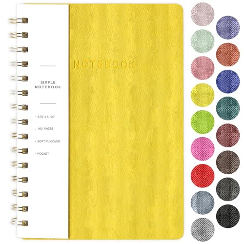 Image of Spiral Notebook-6.10 inch x 8.19 inch College Ruled Journal with Inner Pockets and 160 Pages,PU Leather Cover Business Journal, Twin-Wire Binding Notebook Perfect for Office & Home School Supplies