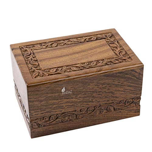 INTAJ INC Handmade Tree of Life Rosewood Cremation Urn for Human Ashes Adult - Large Keepsake Urn for Ashes,Dark Brown Wooden Funeral Urn Box Engraved (X-Large - 340 Cu/in, Tree of Life)