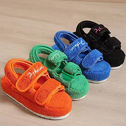 JITUUE Women Soft Fuzzy Fashion Sandals Fluff Open Toe Memory Foam Indoor Outdoor Flat Comfy Shoes4