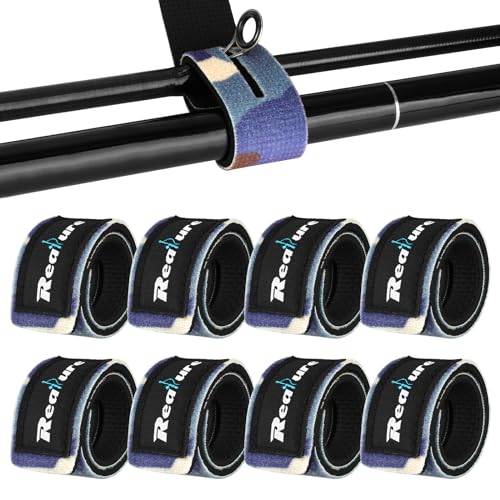 Realure 8 Pcs Fishing Rod Straps Adjustable Neoprene Ties Straps Elastic Fishing Rod Belt Ties for Fixed Fishing Rods Gear Strap Spinning Rod Sea Rod Feeder Rod Carp Rod Wrap Protectors