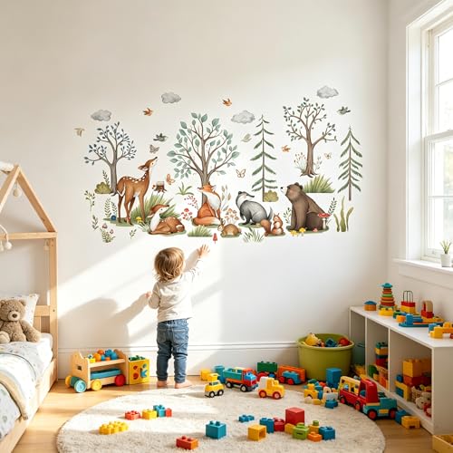 Vinilos decorativos con animales para pared, para cuarto de bebé miniatura 2