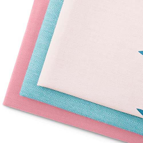 AmeliaHome Set of 3 Tea Towels Cotton Kitchen Towels 50 x 70 cm Leaves Pattern Letty Pink Turquoise, Leaves Pink Turquoise - Image 2
